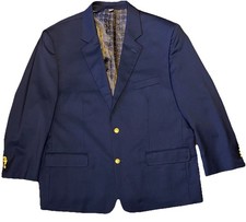 Oak Hill Blazer Sport Coat Wool 50R Blue Lined Gold Buttons Classic DXL