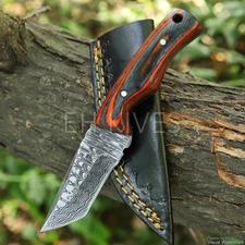 6'' Handmade Damascus Steel Hunting Sharp Modern Skinner Knife with Sheath