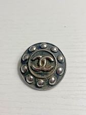 CHANEL Vintage Brooch CC Logo  Metal Stamped Authentic