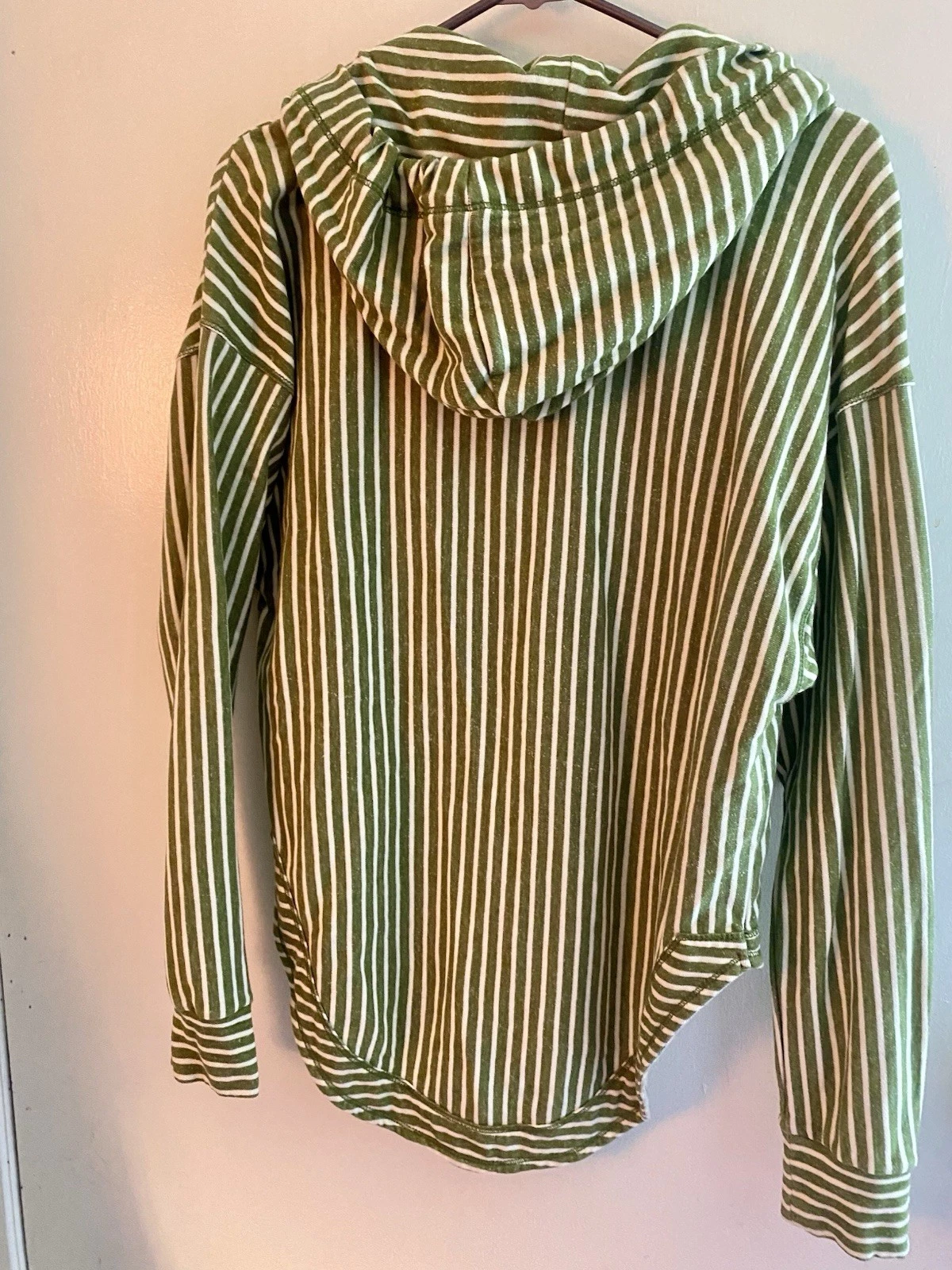 OFF WHITE Felpa con cappuccio Pilcro Anthropology Wharfside verde e panna a righe ? cotone XS