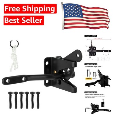 Secure Automatic Gate Latch - Upgrade with Longer Screws, Black Finish, 4.7in