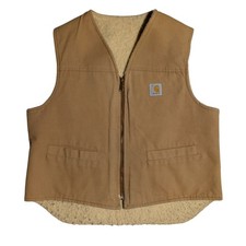 Vintage Carhartt Sherpa Lined Vest Mens Size XL Brown Duck Canvas USA 6SV