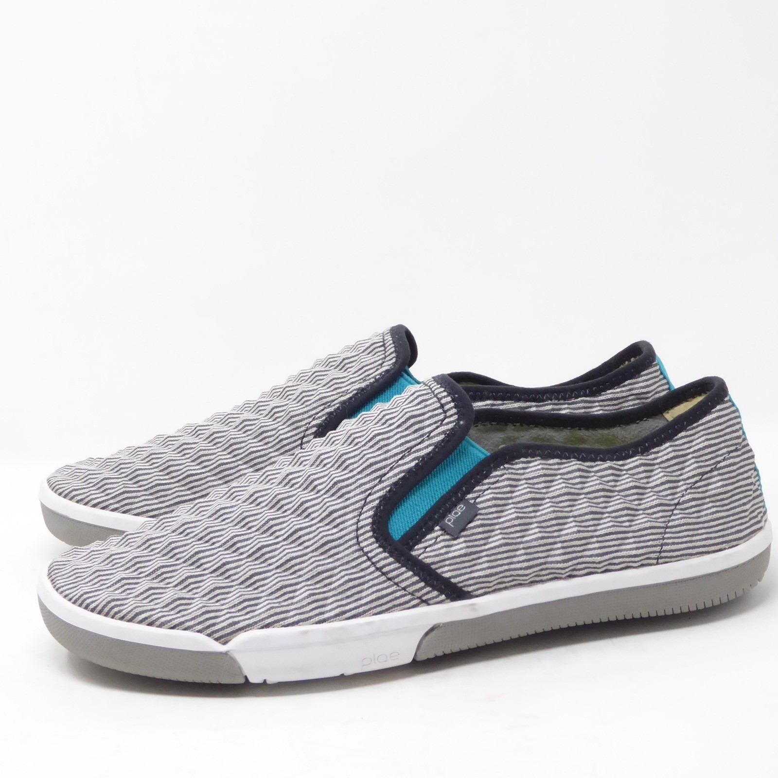 Plae Marten Mens Slip On Sneakers Striped Blue White Size 9.5M