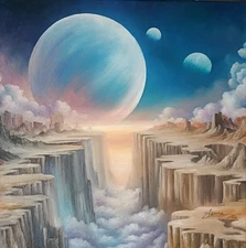Captivating Landscape Art - Planets Fantasy Dreamy Artwork - Signed by Artist