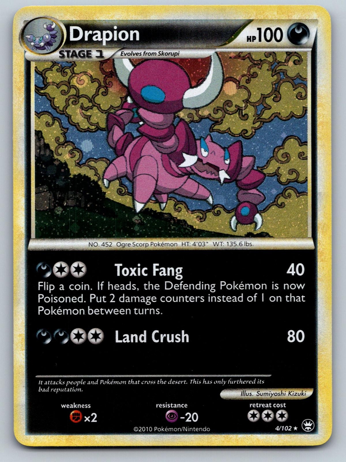 Drapion 4/102 Holo Rare HGSS Triumphant Pokemon Near Mint