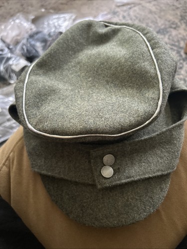 WWII German Elite EM WH Officer Wool Panzer M43 Field Cap Mütze Green Size Large