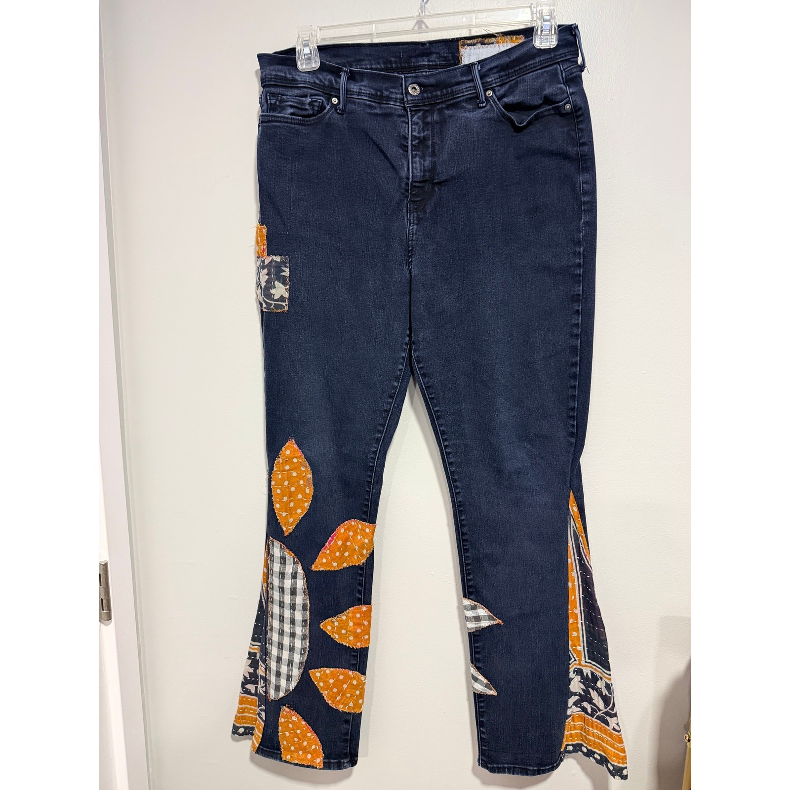 Levis Reworked Custom patchwork Jeans Size 14/34 … - image 1