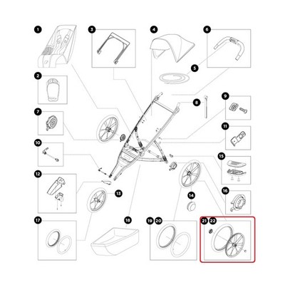 Thule Wheel Assembly 18'' links für Thule Glide 2