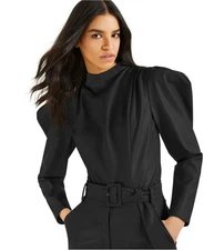 I.N.C Womens Faux Leather Bodysuit Jumpsuit