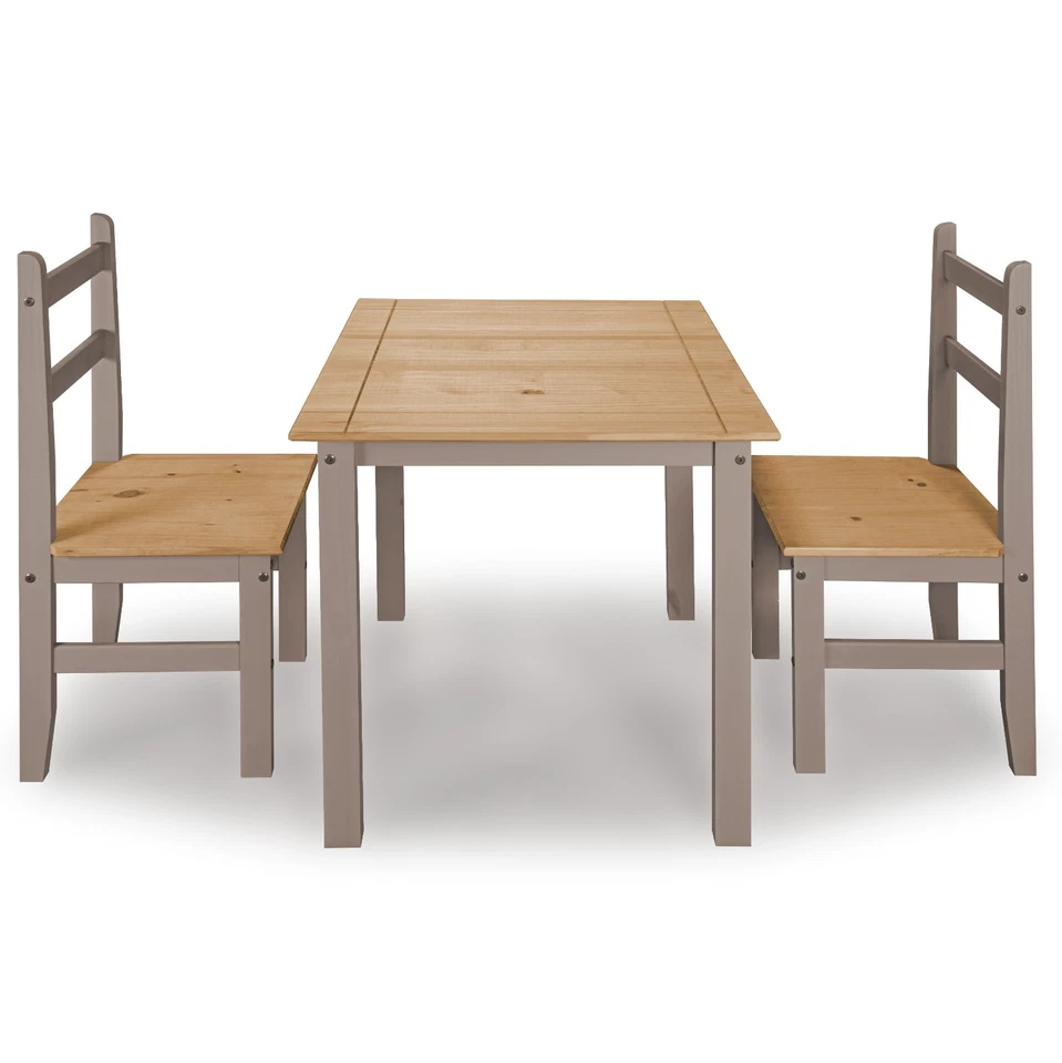 Corona Dining Table Set 2 Seater Grey Rio Solid Mexican Pine Wood Dining Table - Image 3 of 4