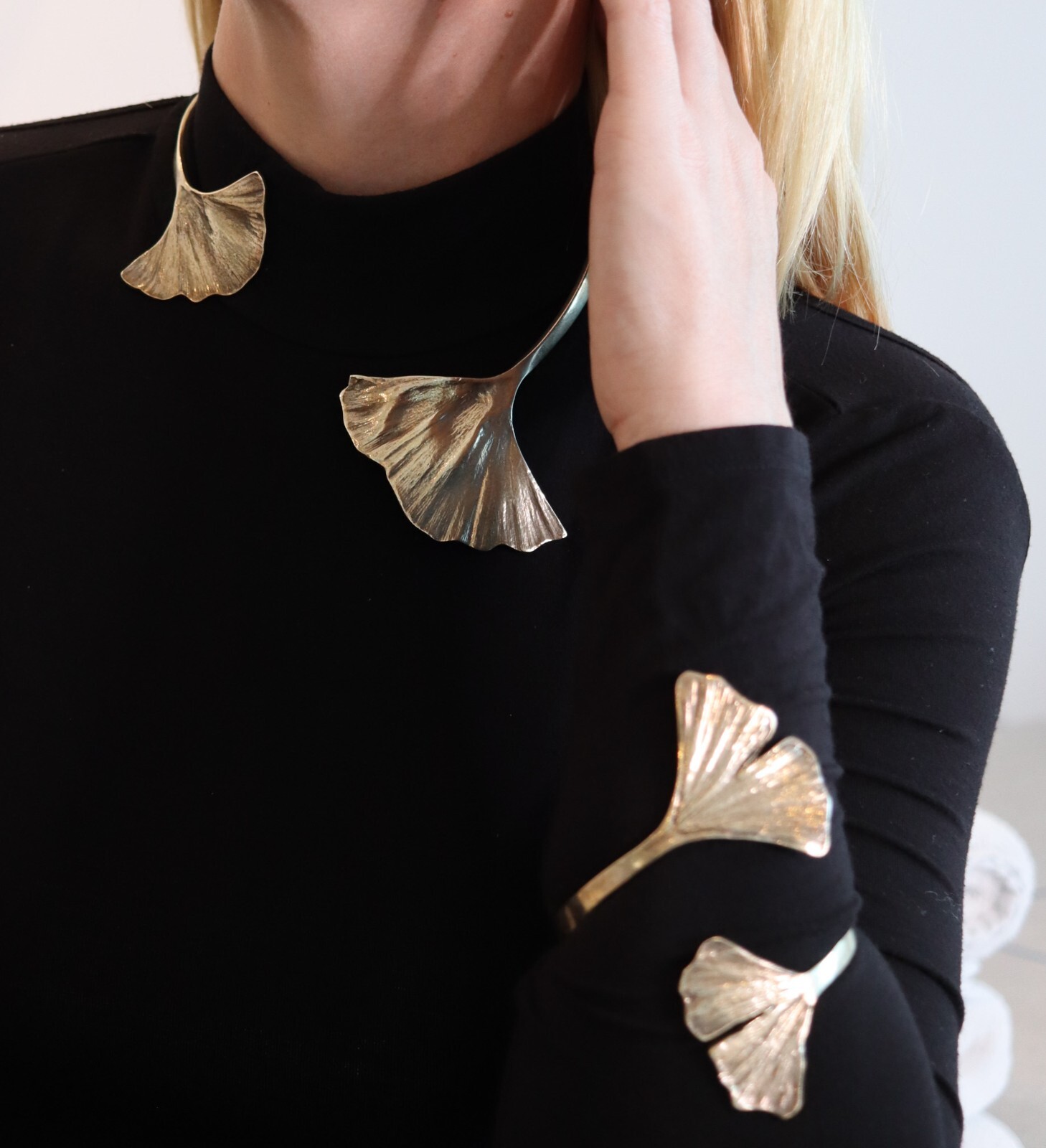 Paul Oudet 1970 Prototype Gingko Cuff Necklace In… - image 7