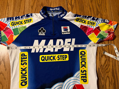 マペイ、クイック ステップ、レーサーユニフォーム Vintage Sportful Mapei Quick Step 1/4 Zip Cycling Jersey Size L