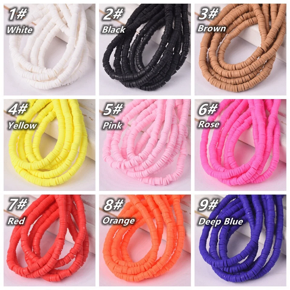 1Strand Handmade 15" Flat Disc Polymer Clay Beads 3/4/5/6/8mm Wholesale lot - Image 4 of 4