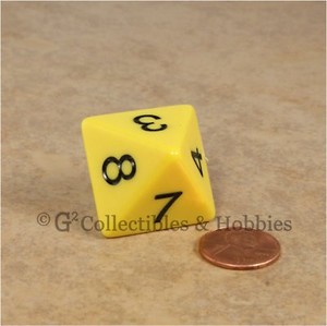 Koplow Games D30 30-Sided Dice - 33mm Jumbo RPG Gaming Dice Yellow With Black Numbers