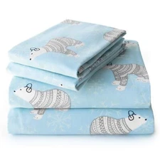 JumpOff Jo - Complete Flannel Queen Sheet Set - Sheets&Pillow Cases-Polar Bears