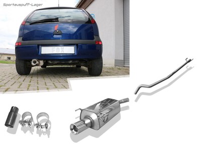 Fox Racinganlage (mit Soundrohr) für Opel Corsa C 1x90mm rund mit Abs.