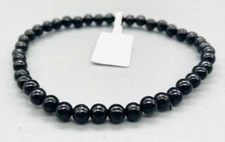 Small Jet Gemstone Beaded Crystal Power Bracelet 4mm Jewelry Gifts
