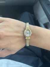 Claremont Analog Wristwatch Gold Tone Expansion Band Oval Shaped Face