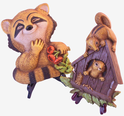Homco  Racoon and Squirrel Wall Decor Kitschy Cute Nursery Farmhouse,