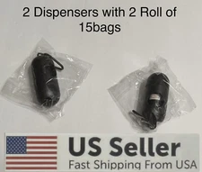 2 Dog Pet Durable Poop Bag Dispenser with Clip and Dog Waste 15 Bags Travel/US
