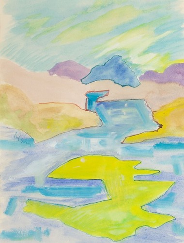 Harry Hilson Signed Abstract Watercolor Landscape Painting - Picture 2 of 7