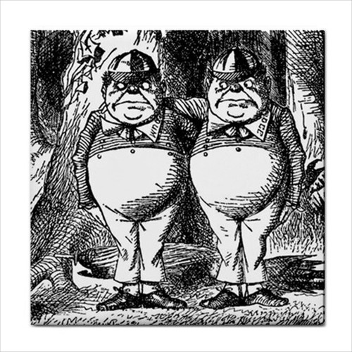 Alice In Wonderland Ceramic Tiles Set Of 6 Black White Backsplash Border Art - Picture 5 of 8
