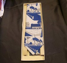 Cravatta abito uomo vintage Qiana Rural Americana Faem House nuova con scatola 