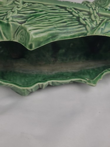 Planter Mccoy Pottery Green stump Log Axe 2 man Saw flower pot - Picture 12 of 13