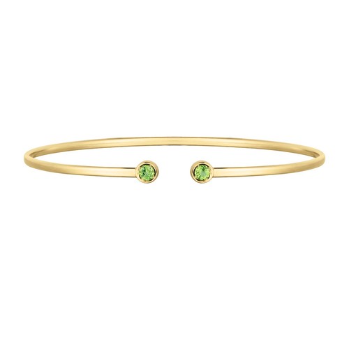 14k Yellow Gold Open Cuff Peridot Bangle/Bracelets 7" 3.2 grams 2mm - Picture 2 of 11