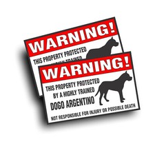 2X Warning Decal Sticker Trained Dogo Argentino Pet Mastiff Hunting Big Dog