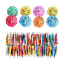 Haundry Cocktail Umbrella Picks, 50-Pack Drink Umbrella Toothpicks, Colorful ...