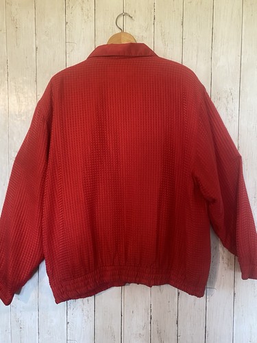 Giacca a vento vintage Lavon 100% seta zip taglia L anni 90 bomber modello waffle rosso - Foto 10 di 12