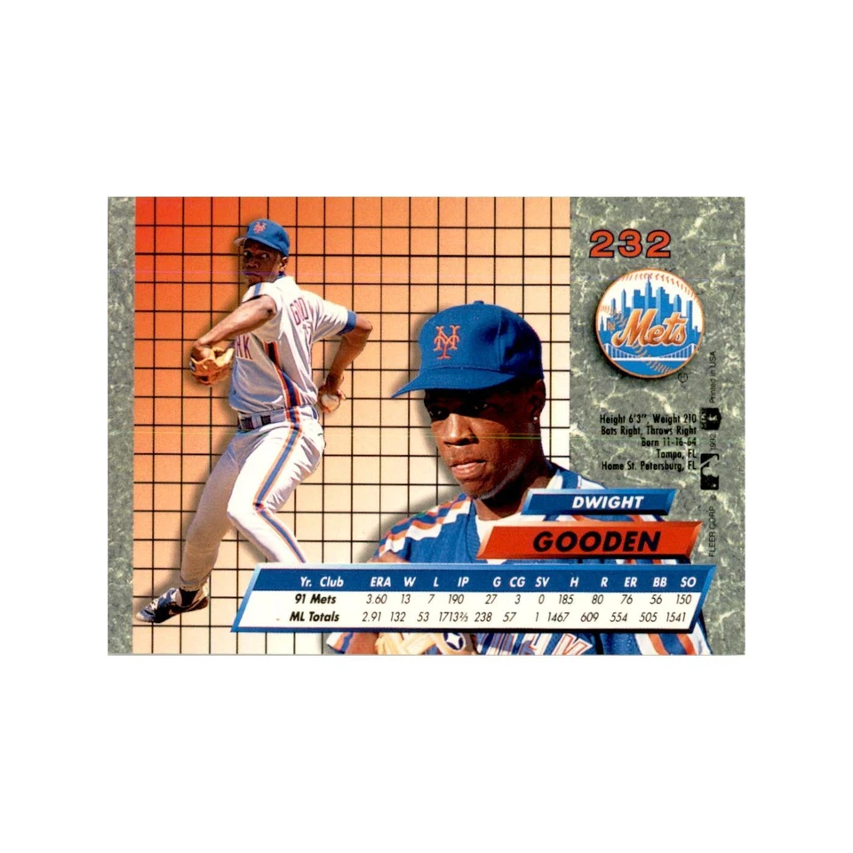 1992 Fleer Ultra Dwight Gooden Baseball Cards #232 - Image 2 of 3