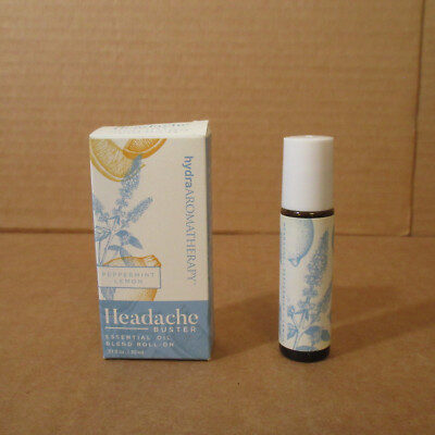Hydra Aromatherapy Roll On Peppermint Essential Oil Headache Buster .33 Oz 10ml