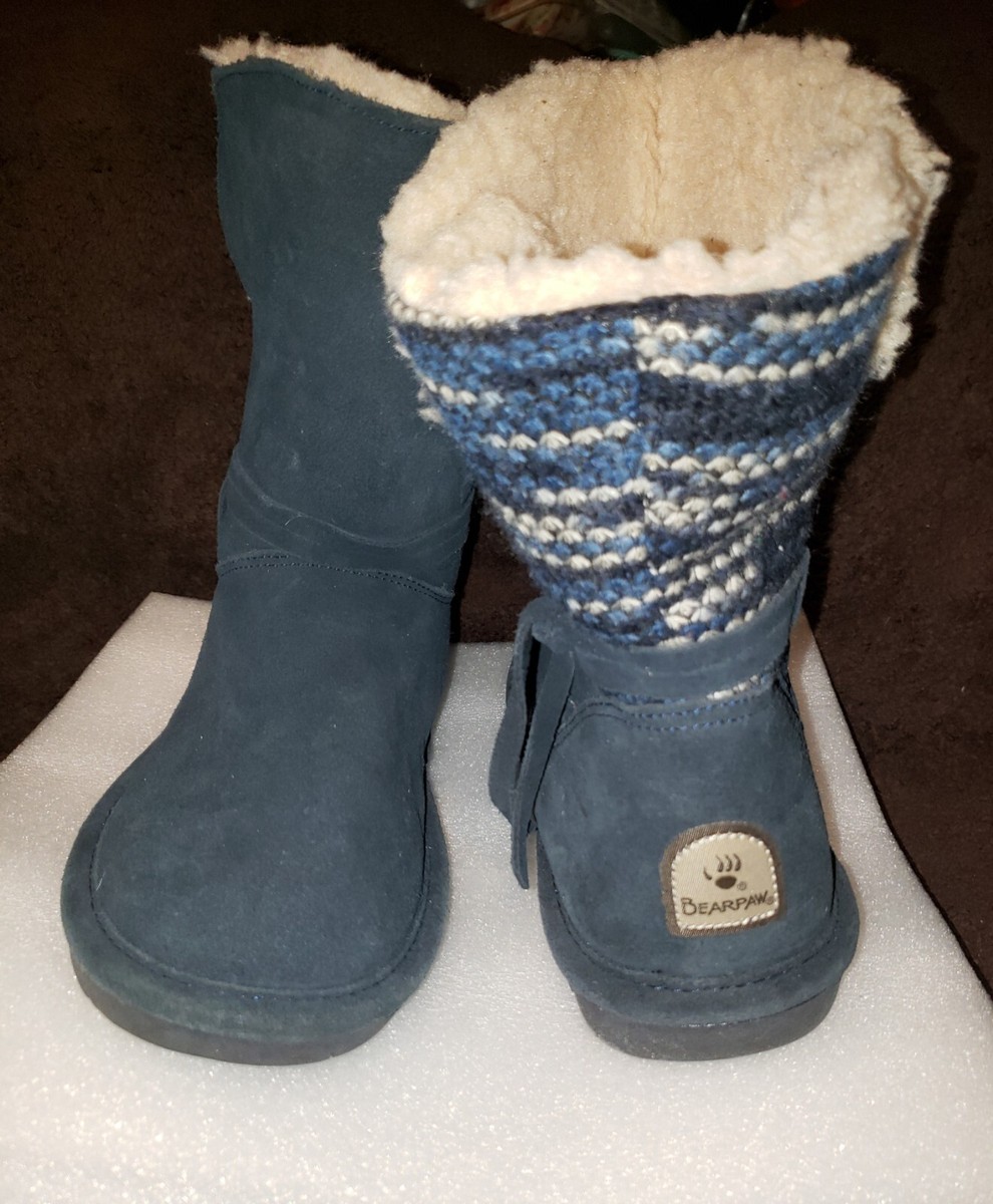 Bearpaw Blue Suede/Sheepskin Women Boots Size