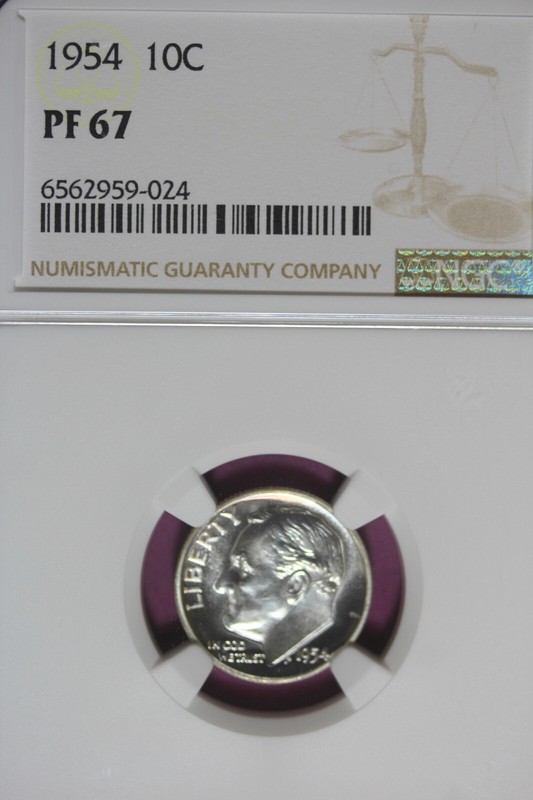 1954 - NGC 10C PF67 ROOSEVELT DIME #B45625