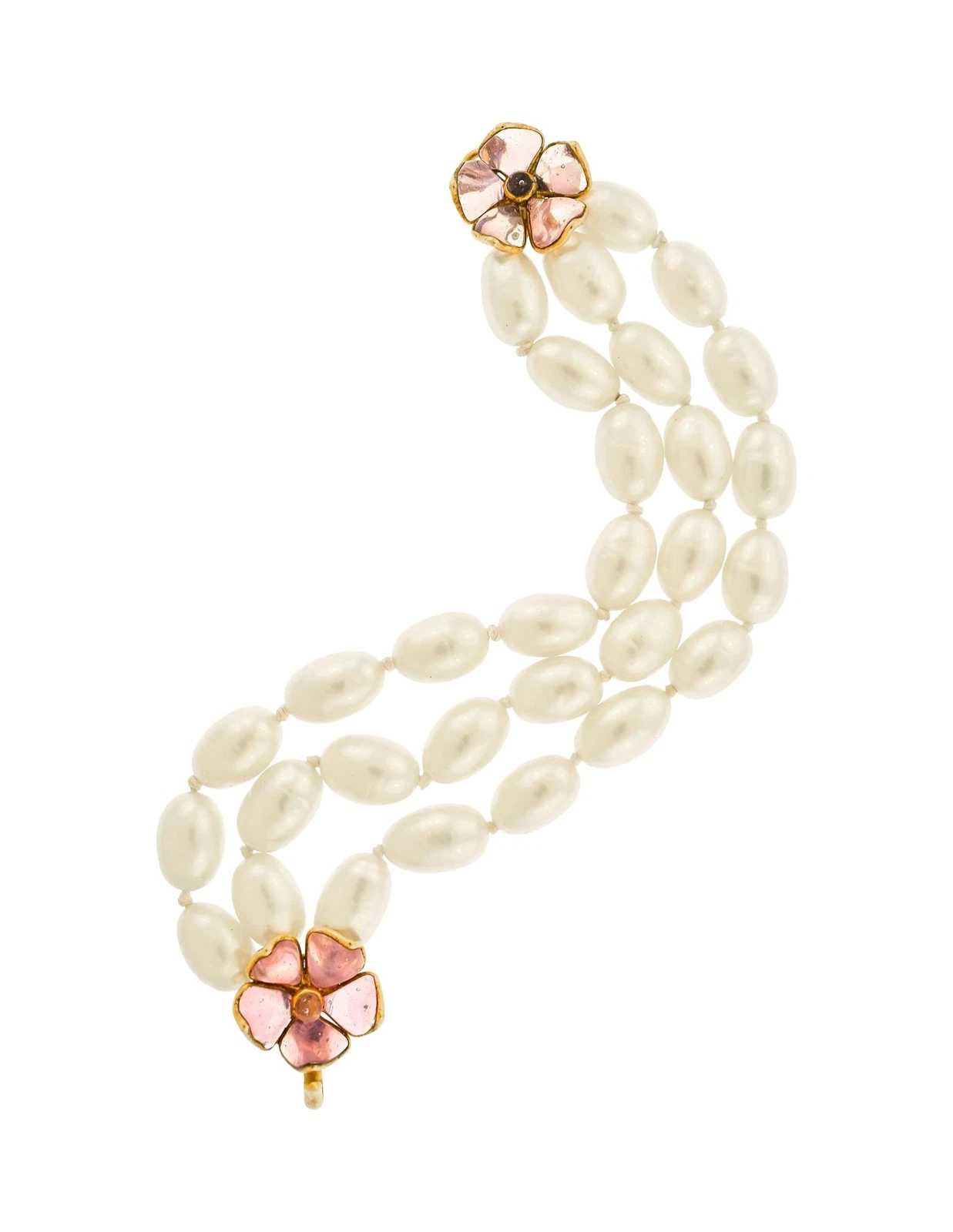 Bracciale Chanel Vintage SS 1996 Gripoix Fiore e Perle Barocche Tre File