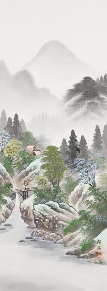 JAPANESE PAINTING HANGER SCROLL JAPAN LANDSCAPE Vintage OLD Art