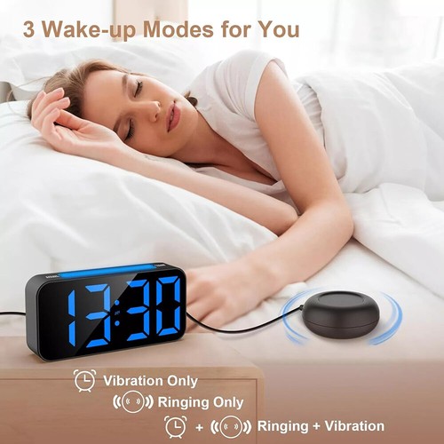 Digital Alarm Clock with Shaker RGB Night Lights LED Color Display Bedroom Clock - Picture 15 of 24