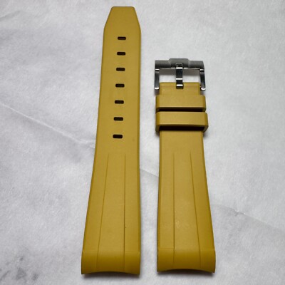 20mm TAN Vulcanized caoutchouc rubber Strap Rolex 126621