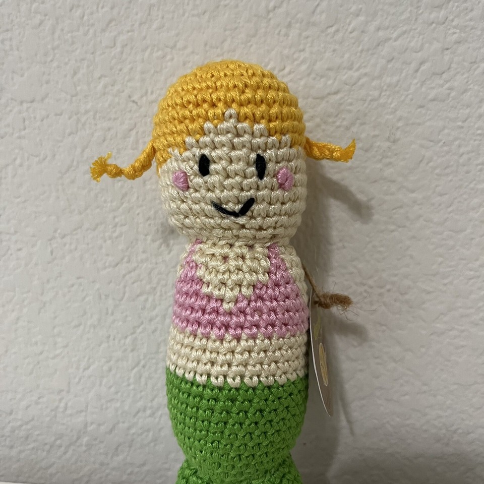 Dandelion Handcrafted Crochet Mermaid Baby Rattle Plush Lovey Toy