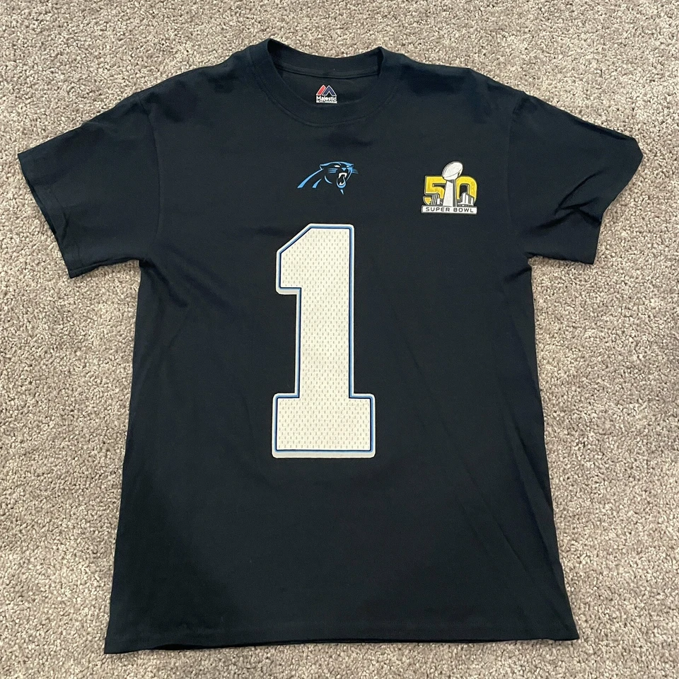 Carolina Panthers NFL SUPER BOWL CAMISETA NEWTON #1 Fútbol Majestuoso Para Hombre Talla S Foto 3 de 4