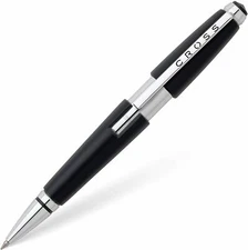 CROSS EDGE JET BLACK GEL INK ROLLERBALL PEN WITH CHROME APPOINTMENTS NEW GIFT