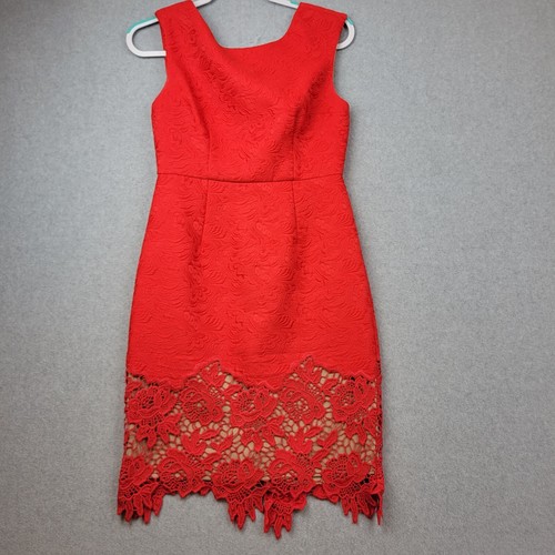 Anthropologie Plenty Tracy Reese Womens Dress 4 Red Flame Lace Bodycon Event - Picture 4 of 16