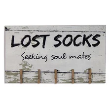NEW Farmhouse Laundry Sign Lost Socks Seeking Soul Mates Rustic Distressed Look 