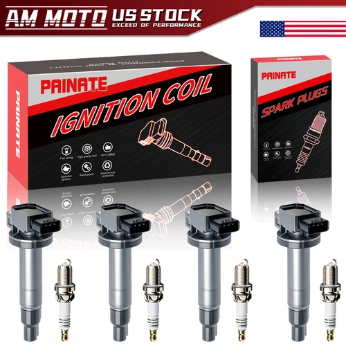 4X OEM Ignition Coil & Iridium Spark Plug Set For Toyota Prius Yaris 1.5L UF316