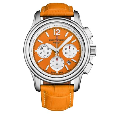 Revue Thommen 'Airspeed' Orange Leather Chrono Auto Watch 16041.6339