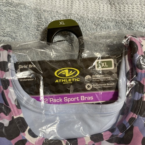 NEW GIRL'S SIZE XL ATHLETIC WORKS 2 PACK SPORTS BRAS BAND SIZE 36 - Picture 4 of 4