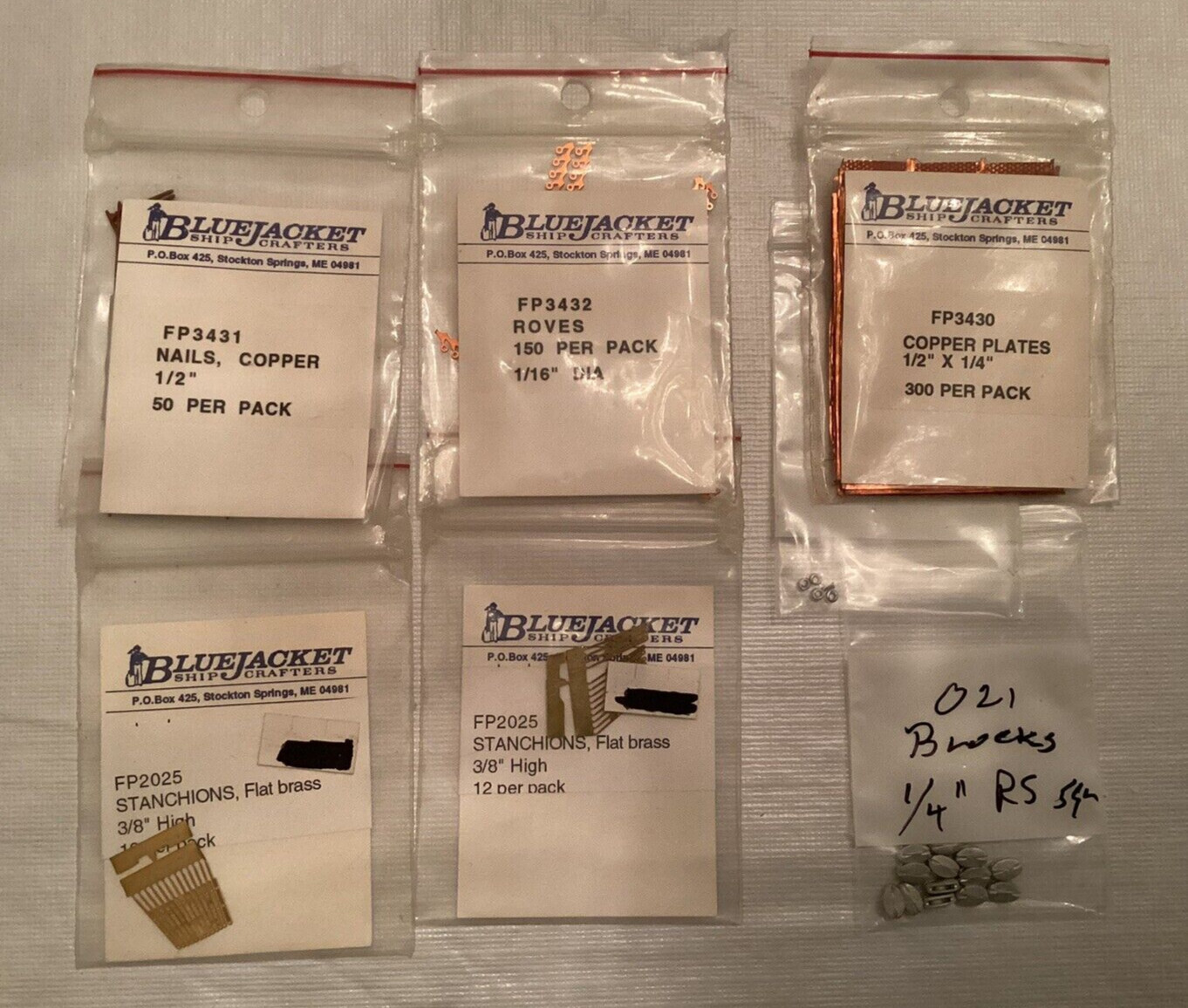Lot 1 104 Packets Blue Jacket Ship Crafters Parts & Fittings for