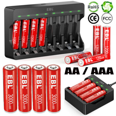 #ad EBL 1.5V AA AAA Lithium Rechargeable Batteries Li ion Battery Charger Lot $49.99